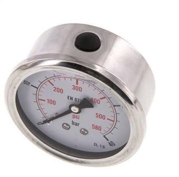 0..40 Bar Glycerine Manometer Achteraansluiting RVS/Messing, Verzenden, Nieuw