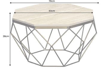 Handgemaakte salontafel DIAMOND 70cm beige travertijn zwart, Huis en Inrichting, Tafels | Salontafels, Ophalen of Verzenden, Nieuw