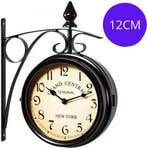 Stationsklok met 2 verschillende wijzerplaten in zwart -..., Verzenden, Nieuw