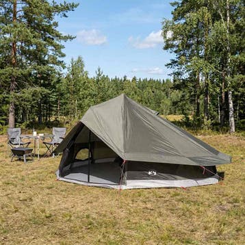 vidaXL Tipi Tent 20-persoons Bruin Grijs Polyester en staal, Verzenden, Nieuw, Tot en met 2