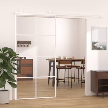 vidaXL Schuifdeur 102,5x205 cm ESG-glas en aluminium wit, Verzenden, Nieuw