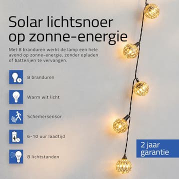 Solar lichtsnoer Marrakech - Warm Wit licht, Tuin en Terras, Zonne-energie, Kunststof, Verzenden, Overige typen