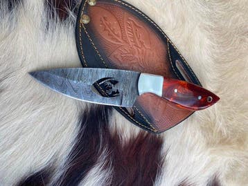 Keukenmes - Handgemaakt Damascus-stijl jachtmes met