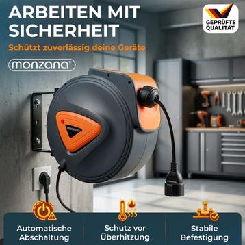 Kabelhaspel Automatisch 20m + 1,5m Aansluitkabel (Tuinieren), Verzenden, Nieuw