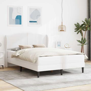 vidaXL Bedframe met hoofdeinde Wit 120 x 190 cm Kunstleer, Huis en Inrichting, Slaapkamer | Bedden, Verzenden, Nieuw, Wit, Overige materialen