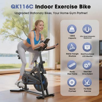 Indoor Hometrainer Fiets met 12KG Vliegwiel, 100 Niveaus Wee, Sport en Fitness, Verzenden, Nieuw