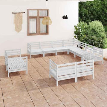 vidaXL 11-delige Loungeset massief grenenhout wit, Verzenden, Nieuw, Loungeset