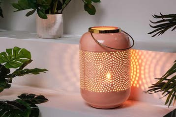 Decoratieve lantaarn CANDLELIGHT 30cm pastel-roze metalen, Ophalen of Verzenden, Nieuw