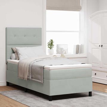 vidaXL Boxspringbed met hoofdeinde Lichtgrijs 90 x 200 cm, Verzenden, Nieuw, Stof