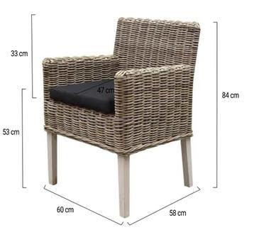 Reyhan dining tuinstoel naturel rotan - olefin black, Ophalen of Verzenden, Nieuw