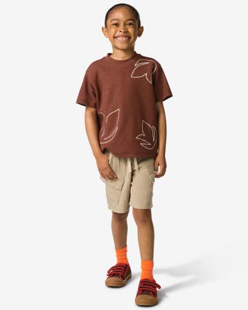 HEMA Kindershort regular fit mousseline lichtbruin van sale, Verzenden, Nieuw