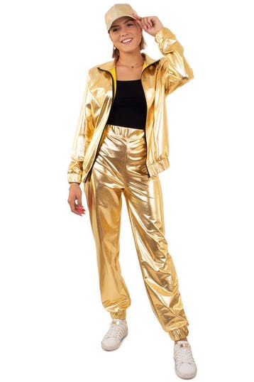 Gouden Trainingspak voor Dames | Toppers - S, Kleding | Dames, Carnavalskleding en Feestkleding, Verzenden, Nieuw