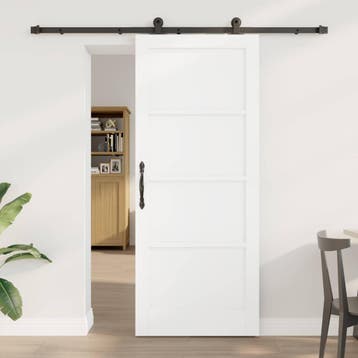 vidaXL Schuifdeur Wit en zwart 83 x 202 cm Massief, Verzenden, Nieuw