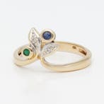 Ring - 18 karaat Geel goud Diamant (Natuurlijk) - Saffier -, Nieuw