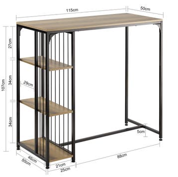 2dekans | SoBuy Hoge Eettafel FWT84-PF - 3 Planken - 115 x, Huis en Inrichting, Tafels | Eettafels, Ophalen of Verzenden, Zo goed als nieuw