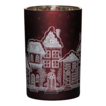 Theelichthouder huizen rood groot 18cm, Verzenden, Nieuw