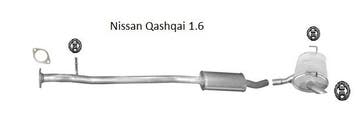 Complete uitlaat Einddemper + Middendemper Nissan Qashqai 1., Verzenden, Nieuw