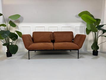 Brühl Roro Leren Bruine Sofa met Wielen, Tweepersoons, Leer, Ophalen of Verzenden, Zo goed als nieuw
