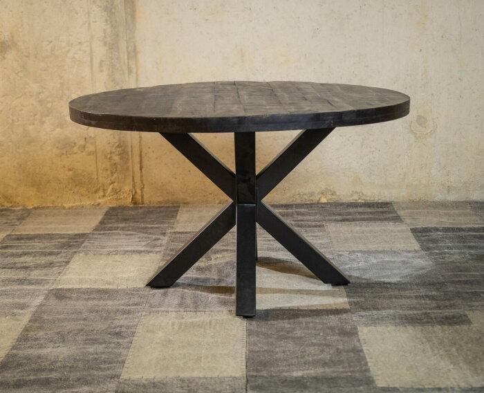 Ronde mango eettafel Zwart Black Spider Ø120 cm |, Huis en Inrichting, Tafels | Eettafels, Nieuw, Ophalen of Verzenden