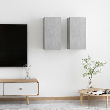 vidaXL | Wand TV Kast | 2 pcs Beton Grijs 31 x 30 x 60 cm, Minder dan 50 cm, Verzenden, Nieuw, Minder dan 100 cm