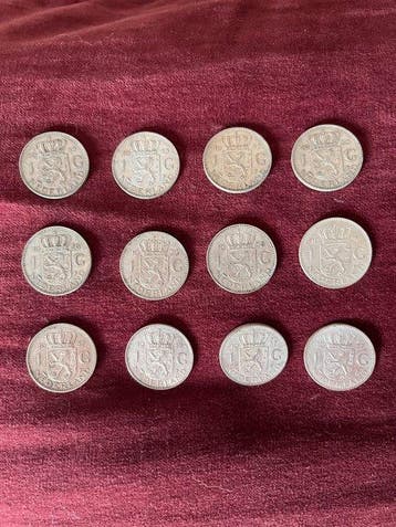 Nederland. Juliana. 1 Gulden 4 sets van 1955-1956-1957 (12, Postzegels en Munten, Munten | Nederland