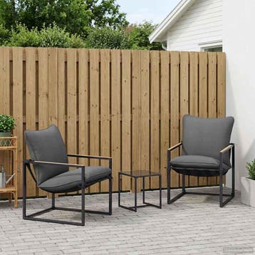 vidaXL Tuinbankenset 3 st Zwart en Anthraciet Staal, Verzenden, Nieuw, Rvs, 3 zitplaatsen