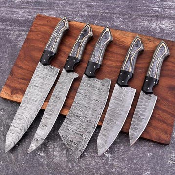 Keukenmes - Chefs knife - gevouwen staal, Pakka-hout en
