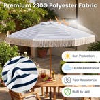 LIVSK Parasol met Franjes - 210 cm Buitendiameter - Geventil, Verzenden, Nieuw