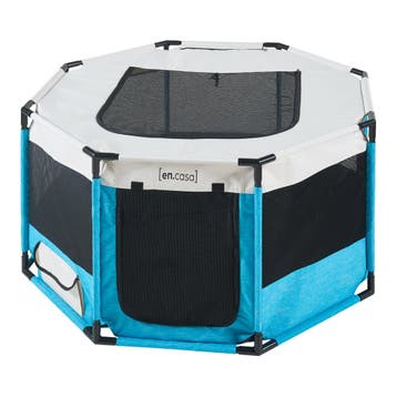 [en.casa] Hondenbox Nærøysund 72x72x45 cm blauw en beige, Dieren en Toebehoren, Verzenden, Nieuw