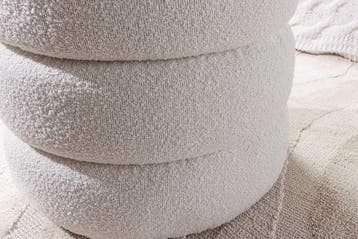 Ronde kruk VOGUE 50cm crèmewit bouclé poef met opbergruimte, Ophalen of Verzenden, Nieuw