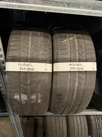 205-55-16 Michelin Zomerbanden 4mm Incl Montage 205 55 16, Ophalen, Gebruikt, 16 inch, 205 mm