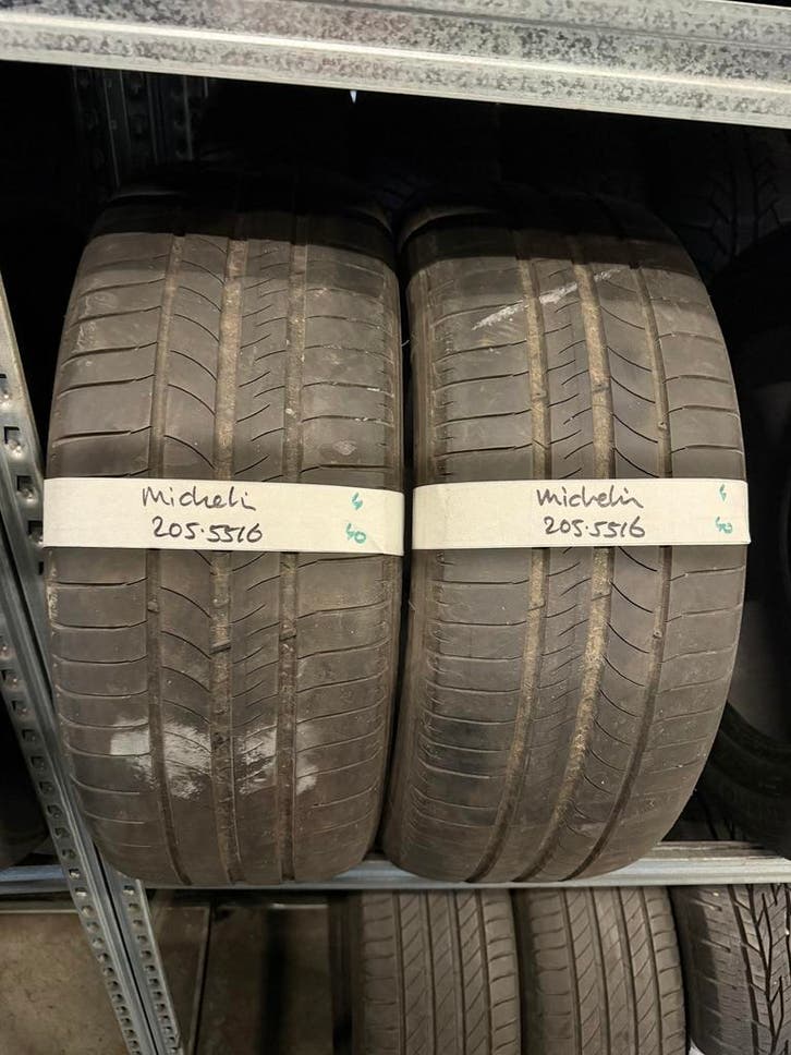 205-55-16 Michelin Zomerbanden 4mm Incl Montage 205 55 16, Auto-onderdelen, Banden en Velgen, 16 inch, Zomerbanden, 205 mm, Personenwagen