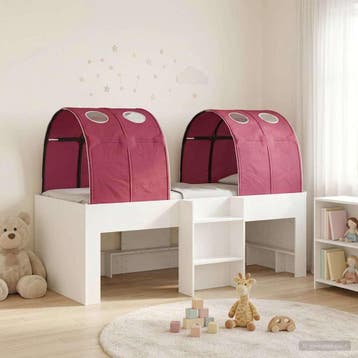 vidaXL Bed met Tunnel 3 st Wit en Rood Bewerkt hout, Verzenden, Nieuw, Wit, Hout