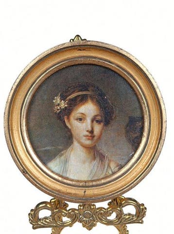 Franse school (XIX) - Ritratto di giovane donna con fiori