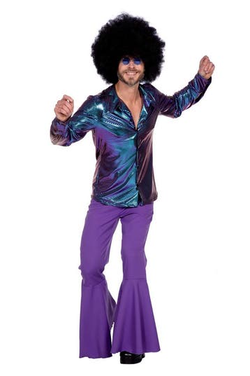 Glimmende Disco Blouse Paars/Blauw Heren, Kleding | Heren, Carnavalskleding en Feestkleding, Ophalen of Verzenden, Nieuw