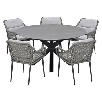 Garden Impressions Pemba tuinset 6-delig - Duuk tuintafel, Verzenden, Nieuw