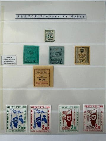 Frankrijk - Collectie Grèves et Services in nieuwstaat., Gestempeld