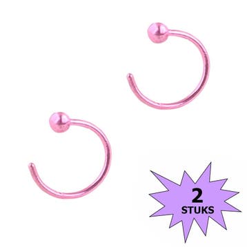 Fako Bijoux - Neuspiercing - Open Ring Bal - 8mm - Roze - 2, Sieraden, Tassen en Uiterlijk, Verzenden, Nieuw