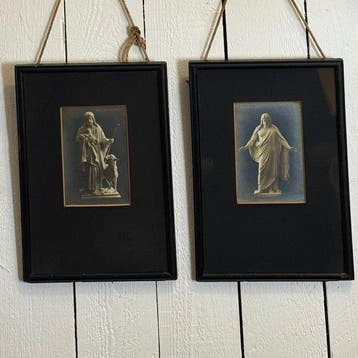 Fotolijst - Antieke 3D Reliëf-Zilverprenten Christus