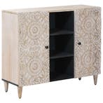 vidaXL Dressoir met plank Wit 90 x 33,5 x 75 cm Massief, Huis en Inrichting, Woonaccessoires | Cd- en Dvd-rekken, Verzenden, Nieuw