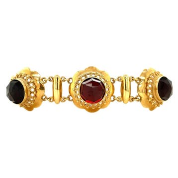 Vintage gouden vintage bootjes armband met granaat 14 krt, Ophalen of Verzenden, Nieuw