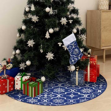 vidaXL Kerstboomrok luxe met sok 150 cm stof blauw, Verzenden, Nieuw