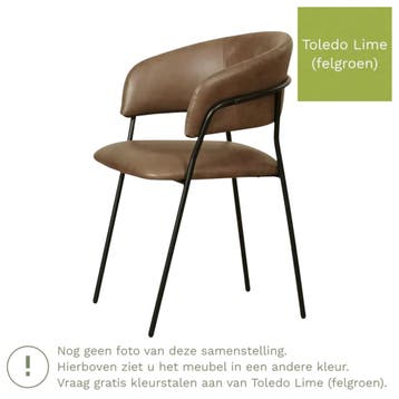Leren eetkamerstoel met armleuning Glow - Toledo Lime, Huis en Inrichting, Ophalen of Verzenden, Nieuw, Overige kleuren, Leer