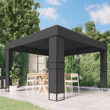 vidaXL Prieel met dubbel dak 3x3 m antraciet, Verzenden, Nieuw