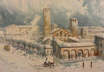 Italiaanse school (XX) - Milano sotto la Neve