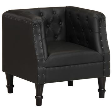 vidaXL Fauteuil echt leer zwart, Verzenden, Nieuw