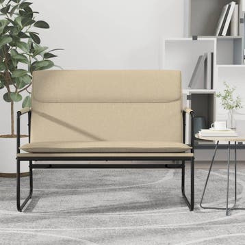 vidaXL Bankje 100x64x80 cm stof crèmekleurig, Verzenden, Nieuw, Stof, Minder dan 150 cm