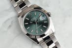 Rolex Datejust 41 126300 2024 Full Set Mint Green, Sieraden, Tassen en Uiterlijk, Horloges | Heren, Staal, Gebruikt, Polshorloge
