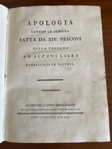 RICCI, Scipione de’ - Apologia contro la censura fatta da
