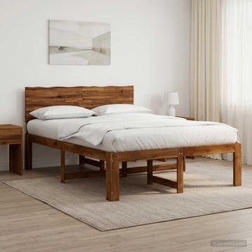 vidaXL Tweepersoonsbed met hoofdeinde ROSTOCK Naturel 120 x, Huis en Inrichting, Bruin, Verzenden, Nieuw, Twijfelaar